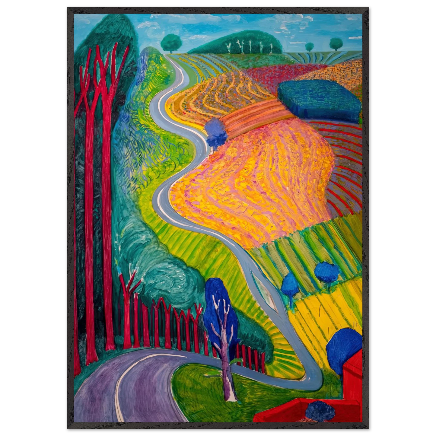 David Hockney - David Hockney Wall art - 30x40 cm / 12x16 inches - Premium Wooden Framed Poster With Fine Art Paper-canvas - Black frame