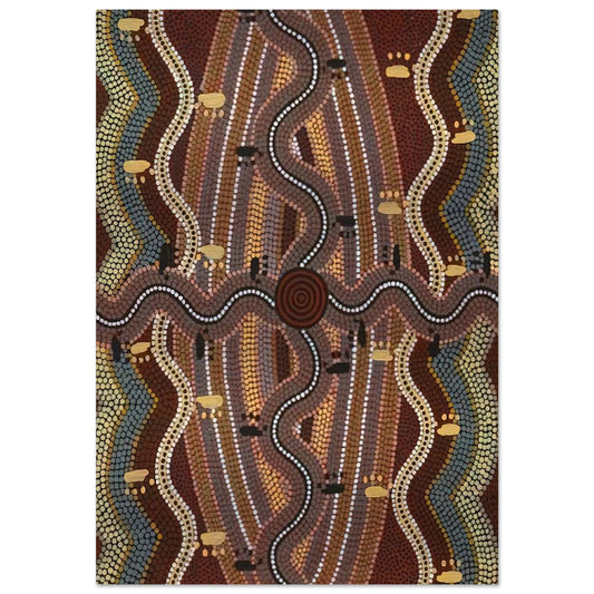 Possum Dreaming - 1981 - Clifford Possum Tjapaltjarri Brushed Aluminum Print - 70x100 cm / 28x40 inches | Clifford Possum Tjapaltjarri Aluminum Print | Clifford Possum Tjapaltjarri Prints