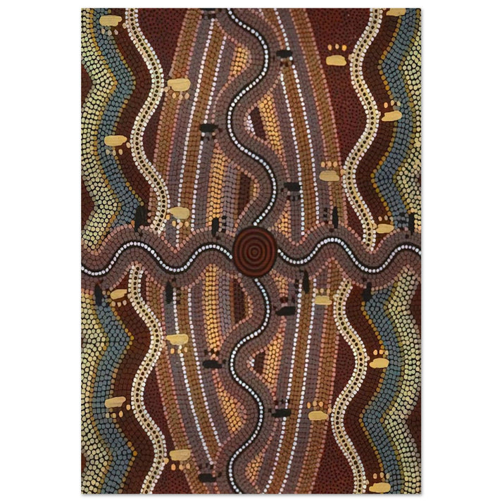 Possum Dreaming - 1981 - Clifford Possum Tjapaltjarri Brushed Aluminum Print - 70x100 cm / 28x40 inches | Clifford Possum Tjapaltjarri Aluminum Print | Clifford Possum Tjapaltjarri Prints