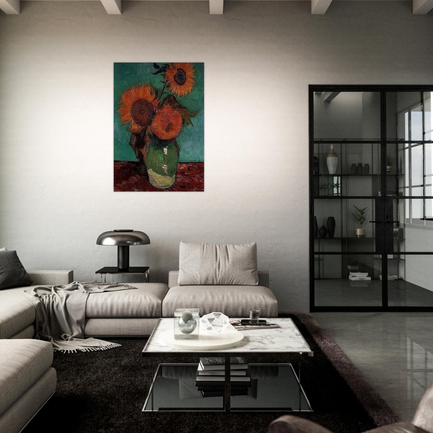 Sunflowers - Vincent van Gogh Brushed Aluminum Print - 70x100 cm / 28x40 inches | Vincent van Gogh Aluminum Print | Vincent van Gogh Prints