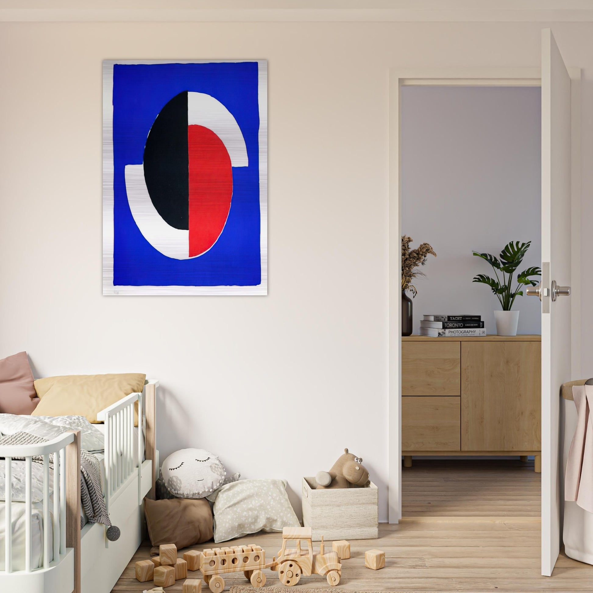 COMPOSITION RED BLUE BLACK WHITE - Sonia Delaunay Brushed Aluminum Print - 70x100 cm / 28x40 inches | Sonia Delaunay Aluminum Print | Sonia Delaunay Prints