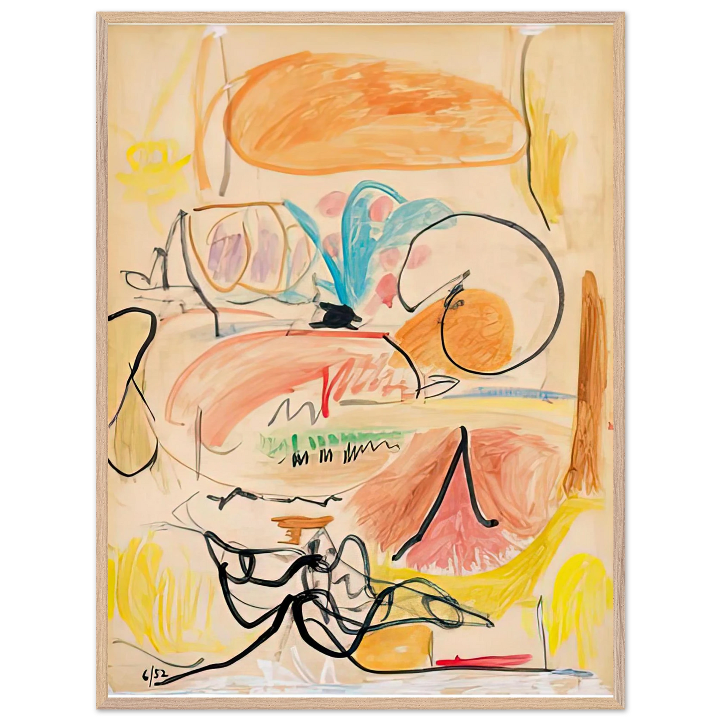 Helen Frankenthaler - Window Shade No. 1, 1952- Wall Art - 21x29.7 cm / 8x12" - Premium Wooden Framed Poster With Fine Art Paper-canvas - White frame
