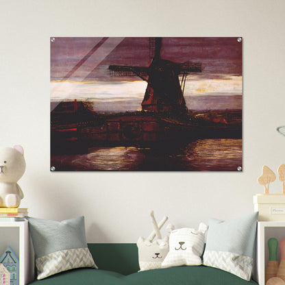 Stammer Mill with Streaked Sky - Piet Mondrian Acrylic Print - 70x100 cm / 28x40″ inches