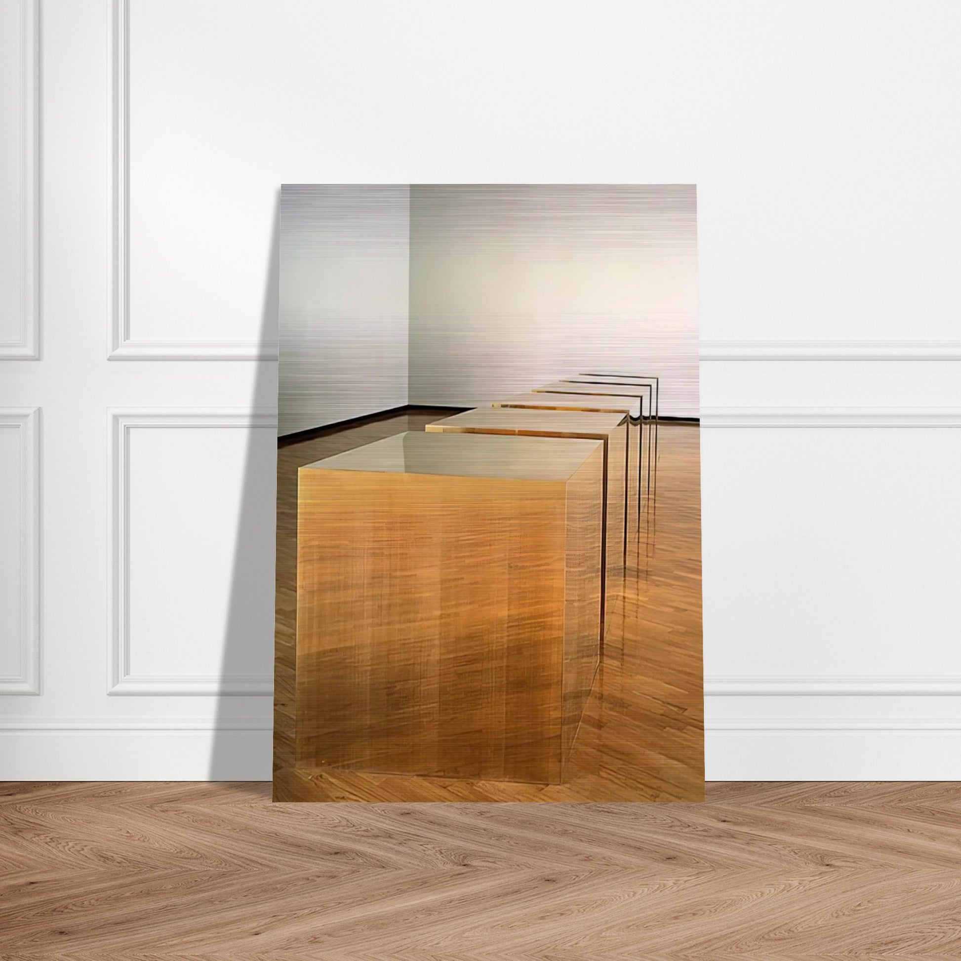 Untitled Six Boxes - 1974 - Donald Judd Brushed Aluminum Print - 70x100 cm / 28x40 inches | Donald Judd Aluminum Print | Donald Judd Prints