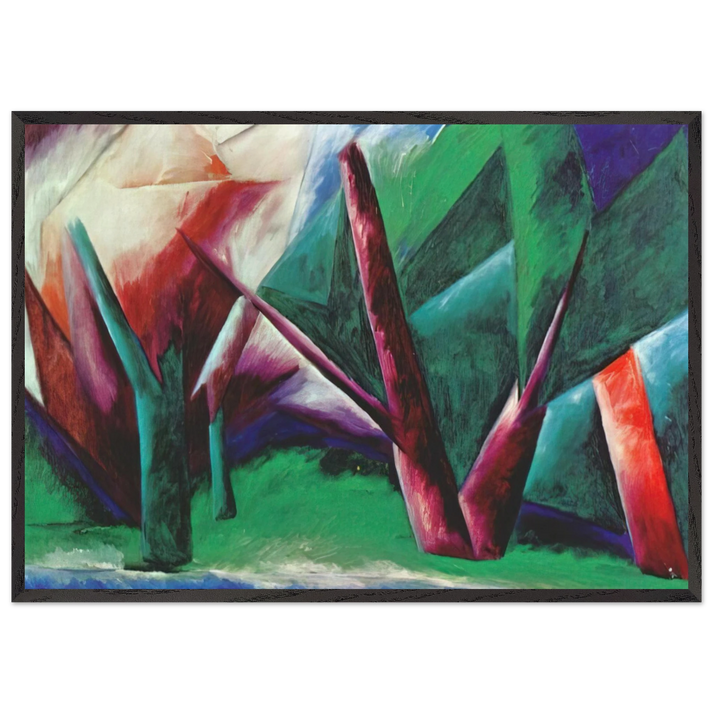 Forest Red-green - 1914 - Natalia Goncharova 70x100 cm / 28x40 inches Framed Art Print – Black Wooden Frame