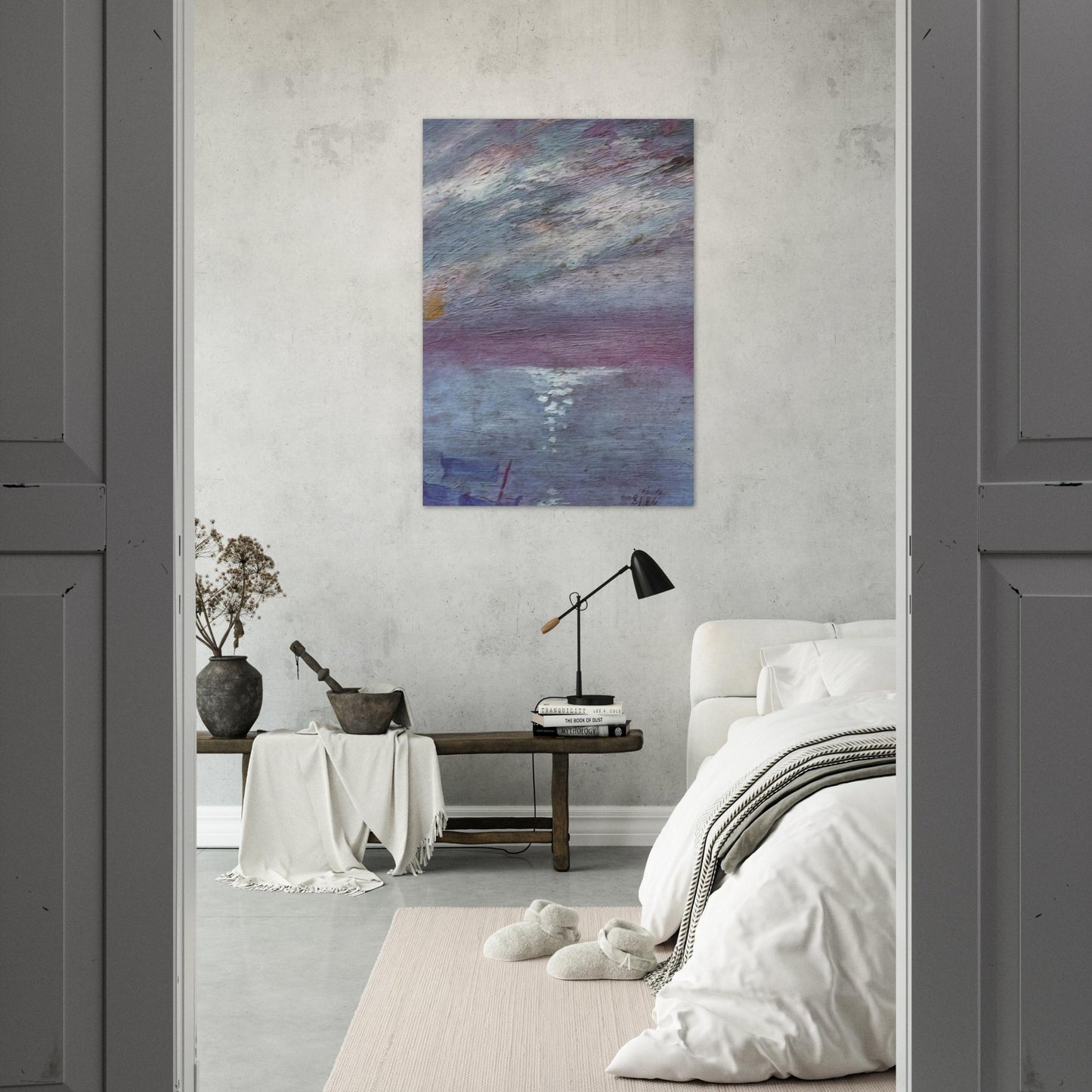 MOONLIGHT OVER THE BAY AT CADAQUES - Salvador Dali Brushed Aluminum Print - 70x100 cm / 28x40 inches | Salvador Dali Aluminum Print | Salvador Dali Prints