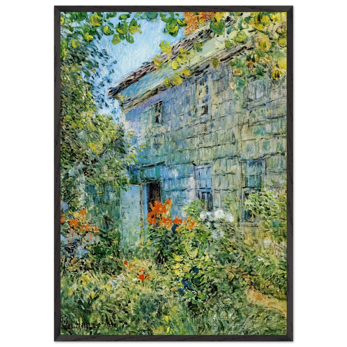 Old House and Garden East Hampton - Childe Hassam 70x100 cm / 28x40 inches Framed Art Print – Black Wooden Frame