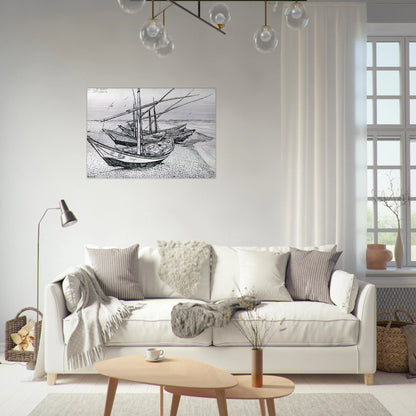 Fishing boats on the Beach at Les Saintes-Maries-de-la-Mer - Vincent van Gogh Brushed Aluminum Print - 70x100 cm / 28x40 inches | Vincent van Gogh Aluminum Print | Vincent van Gogh Prints