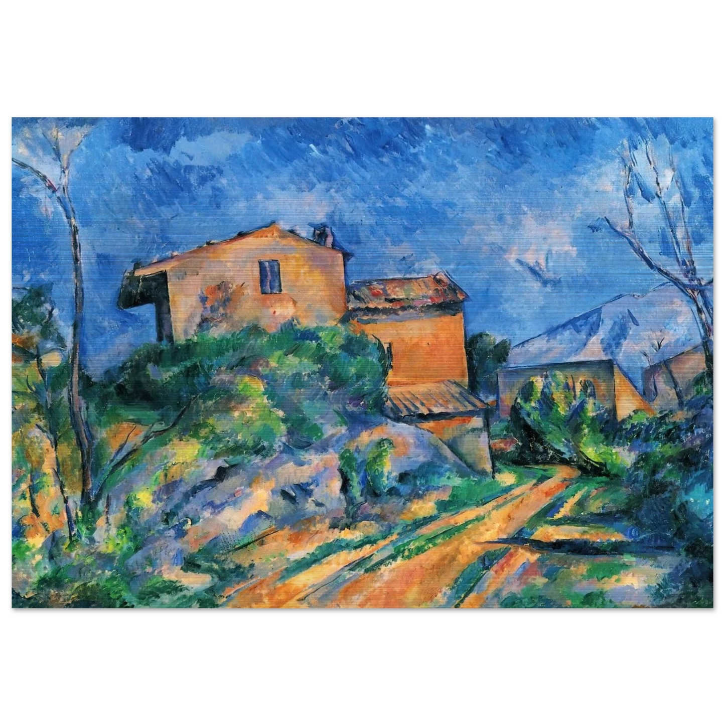 Maison Maria with a View of Chateau Noir - Paul Cézanne Brushed Aluminum Print - 70x100 cm / 28x40 inches | Paul Cézanne Aluminum Print | Paul Cézanne Prints
