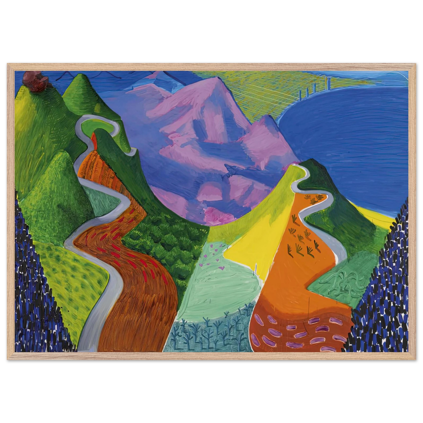 David Hockney - David Hockney Wall art - 60x90 cm / 24x36 inches - Premium Wooden Framed Poster With Fine Art Paper-canvas - White frame