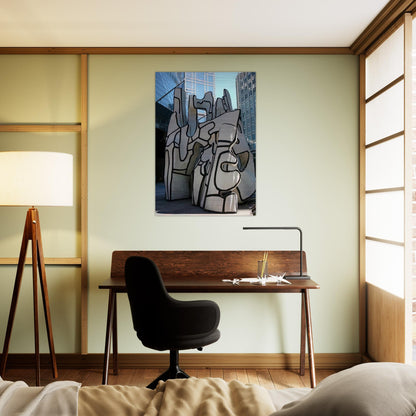 MONUMENT WITH STANDING BEAST 1984 - Jean Dubuffet Brushed Aluminum Print - 70x100 cm / 28x40 inches | Jean Dubuffet Aluminum Print | Jean Dubuffet Prints