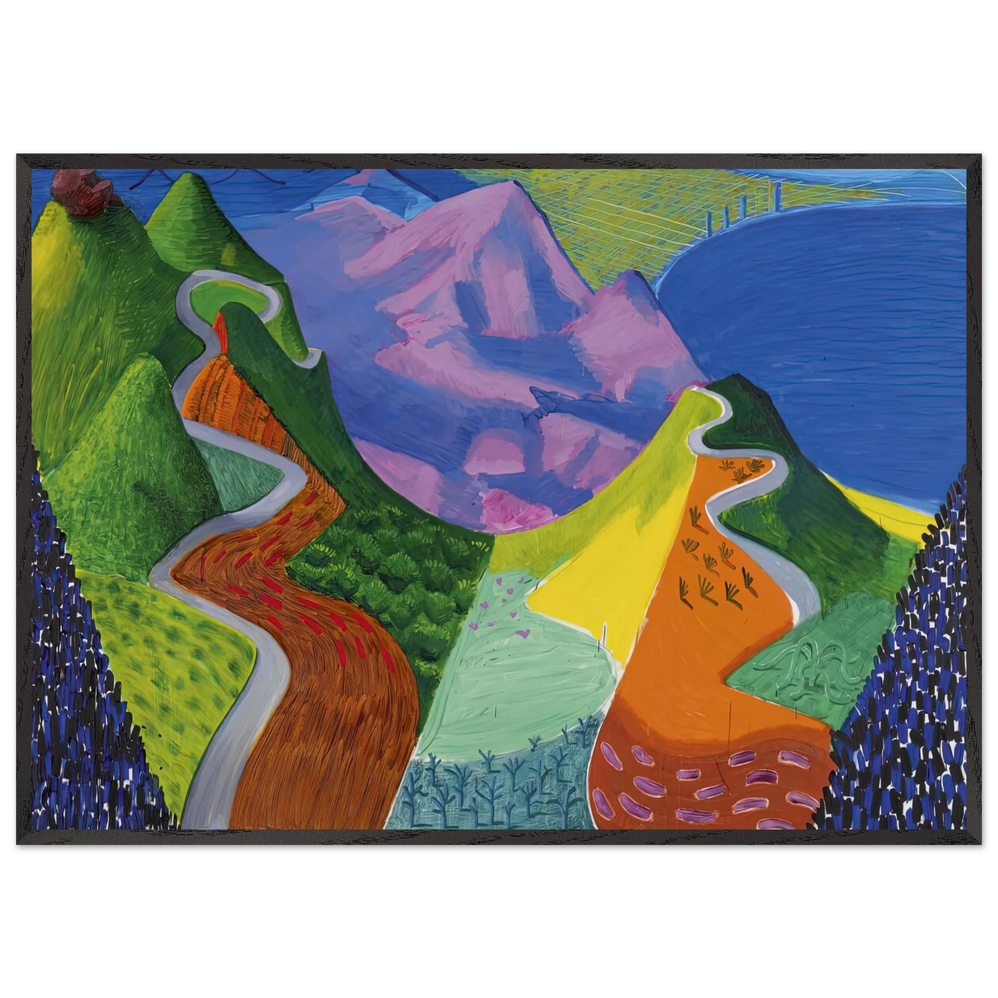 David Hockney - David Hockney Wall art - 27x35 cm / 11x14 inches - Premium Wooden Framed Poster With Fine Art Paper-canvas - Black frame