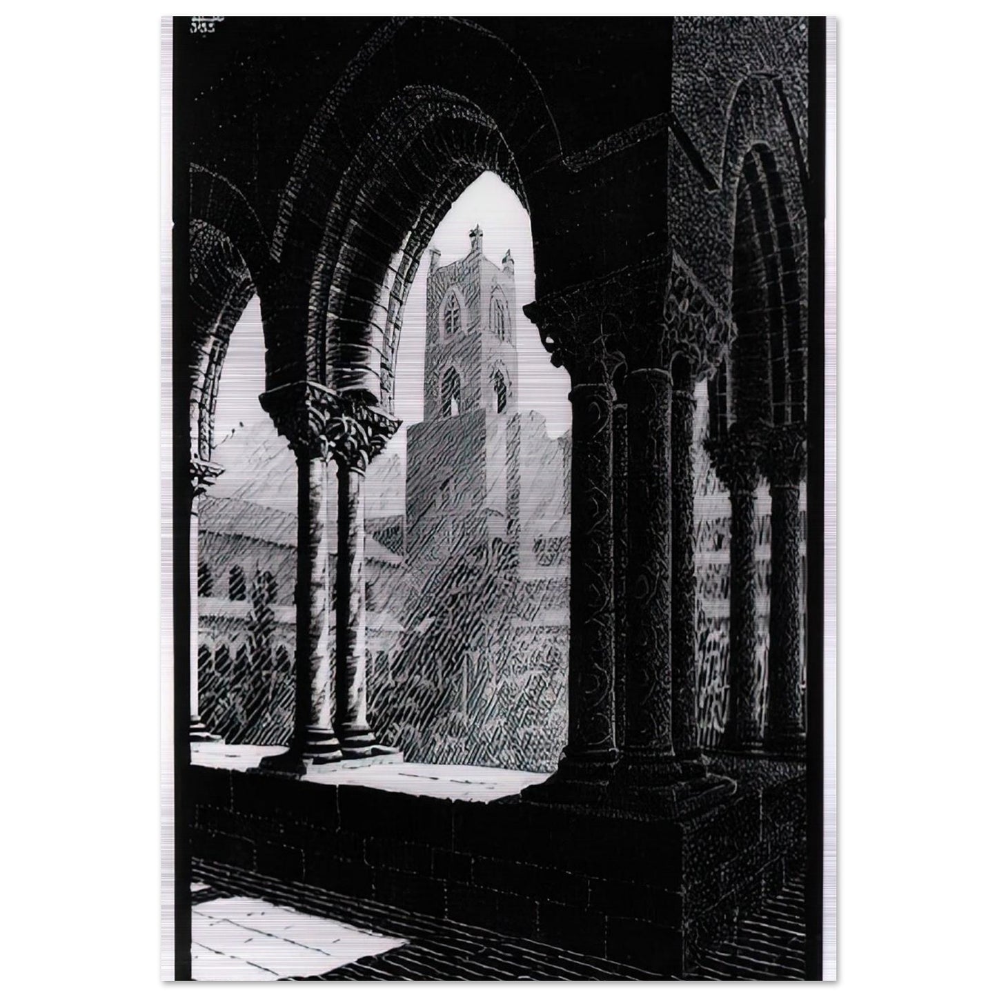 CLOISTER OF MONREALE SICILY - MC Escher Brushed Aluminum Print - 70x100 cm / 28x40 inches | MC Escher Aluminum Print | MC Escher Prints