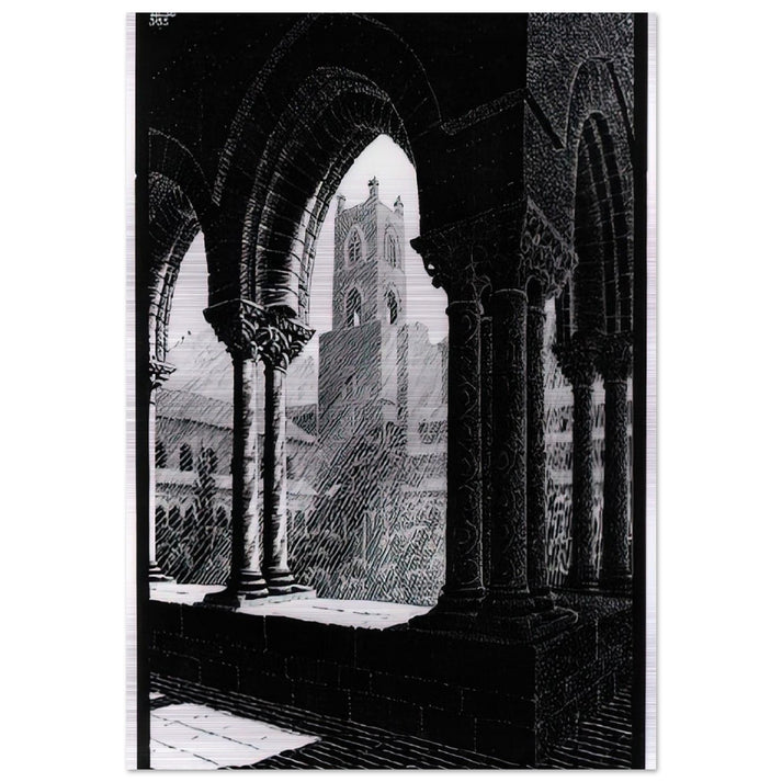 CLOISTER OF MONREALE SICILY - MC Escher Brushed Aluminum Print - 70x100 cm / 28x40 inches | MC Escher Aluminum Print | MC Escher Prints