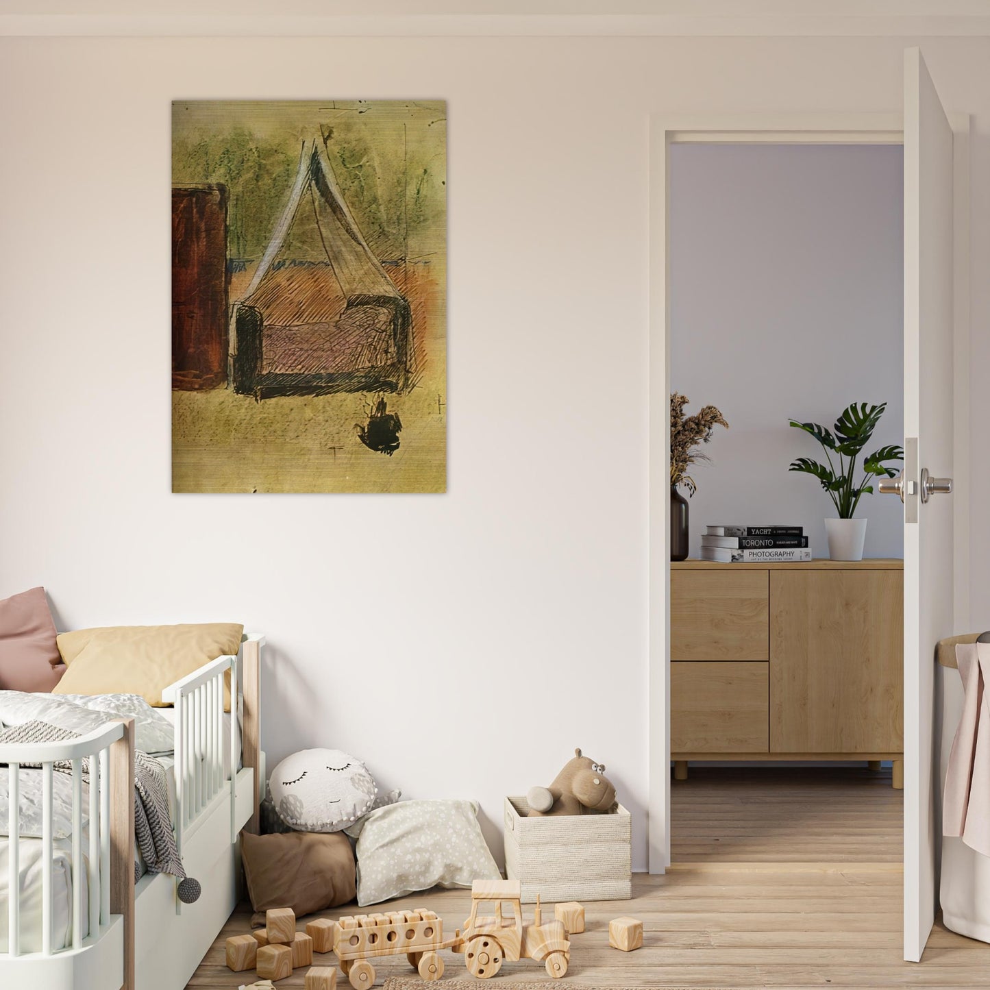 Bed with mosquito nets - Pablo Picasso Brushed Aluminum Print - 70x100 cm / 28x40 inches | Pablo Picasso Aluminum Print | Pablo Picasso Prints
