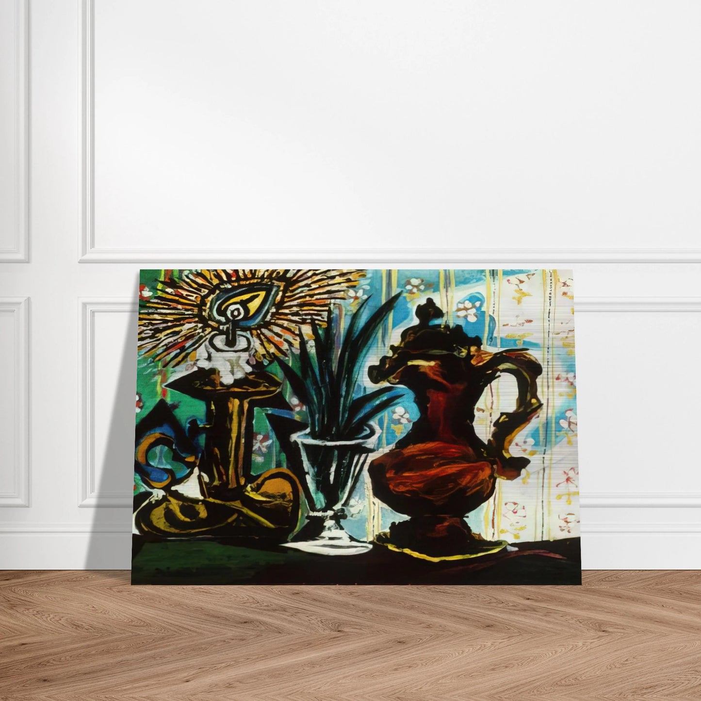 Still life with candle - Pablo Picasso Brushed Aluminum Print - 70x100 cm / 28x40 inches | Pablo Picasso Aluminum Print | Pablo Picasso Prints