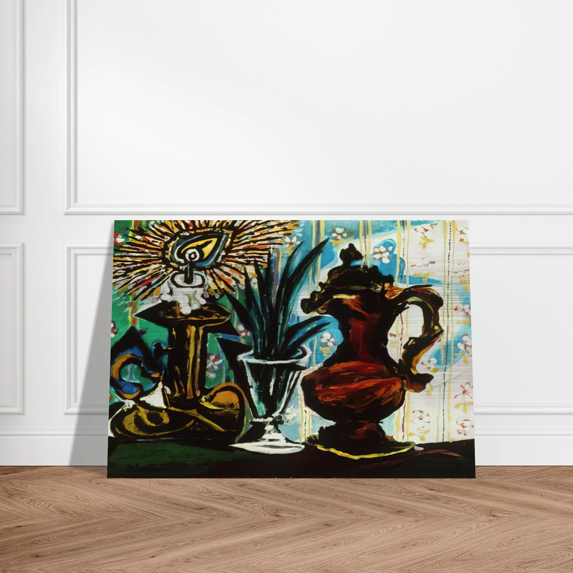 Still life with candle - Pablo Picasso Brushed Aluminum Print - 70x100 cm / 28x40 inches | Pablo Picasso Aluminum Print | Pablo Picasso Prints