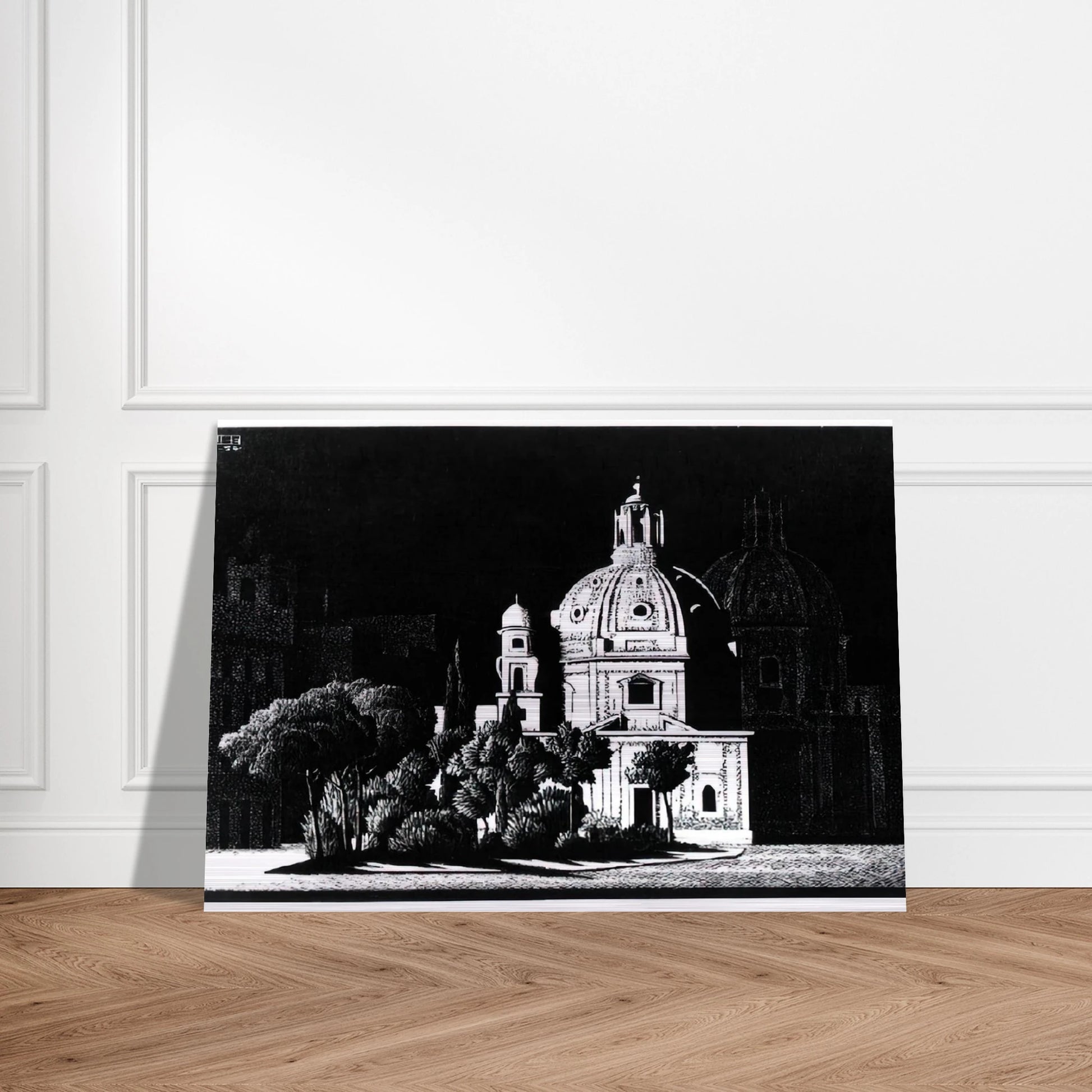 NOCTURNAL ROME 1 - MC Escher Brushed Aluminum Print - 70x100 cm / 28x40 inches | MC Escher Aluminum Print | MC Escher Prints