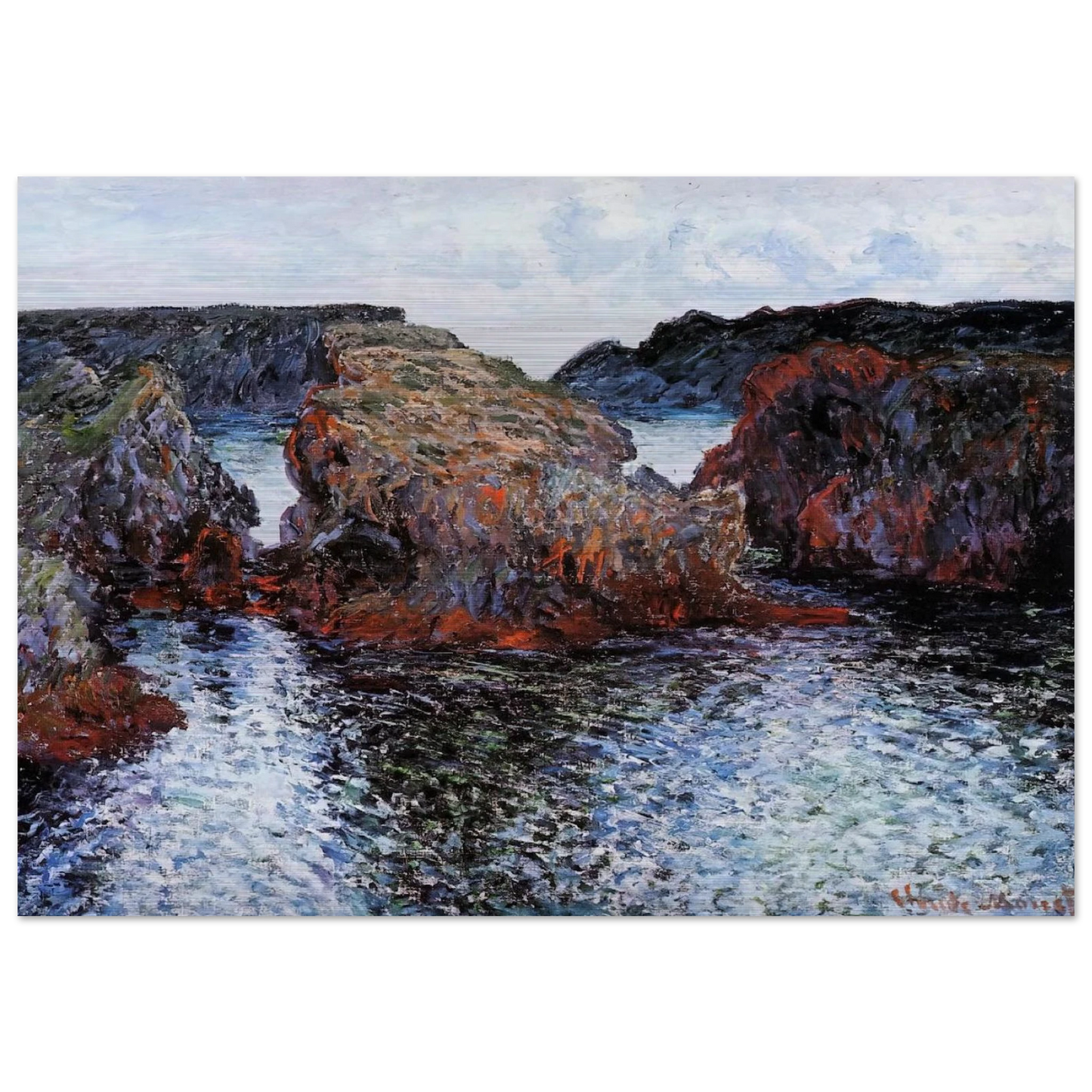 Belle-Ile, Rocks at Port-Goulphar - claude monet Brushed Aluminum Print - 70x100 cm / 28x40 inches | claude monet Aluminum Print | claude monet Prints