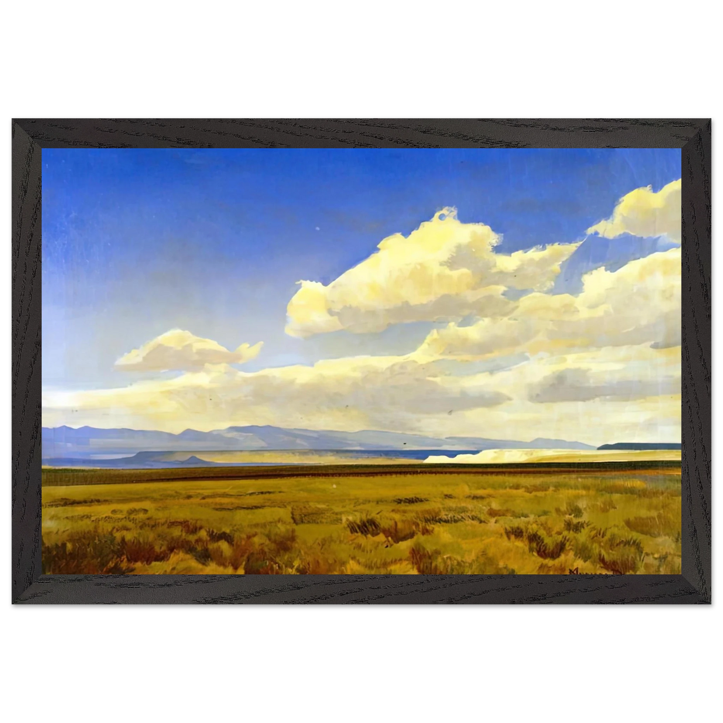 Maynard Dixon - WIND OF WYOMING 1936 Wall art - 28x43  cm / XL (11x17 inches) - Premium Wooden Framed Poster With Fine Art Paper-canvas - Black frame