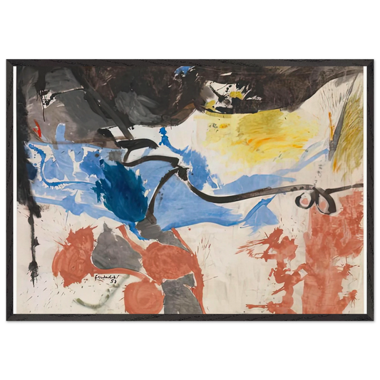 Hotel Cro-Magnon 1958- - Helen Frankenthaler 70x100 cm / 28x40 inches Framed Art Print – Black Wooden Frame