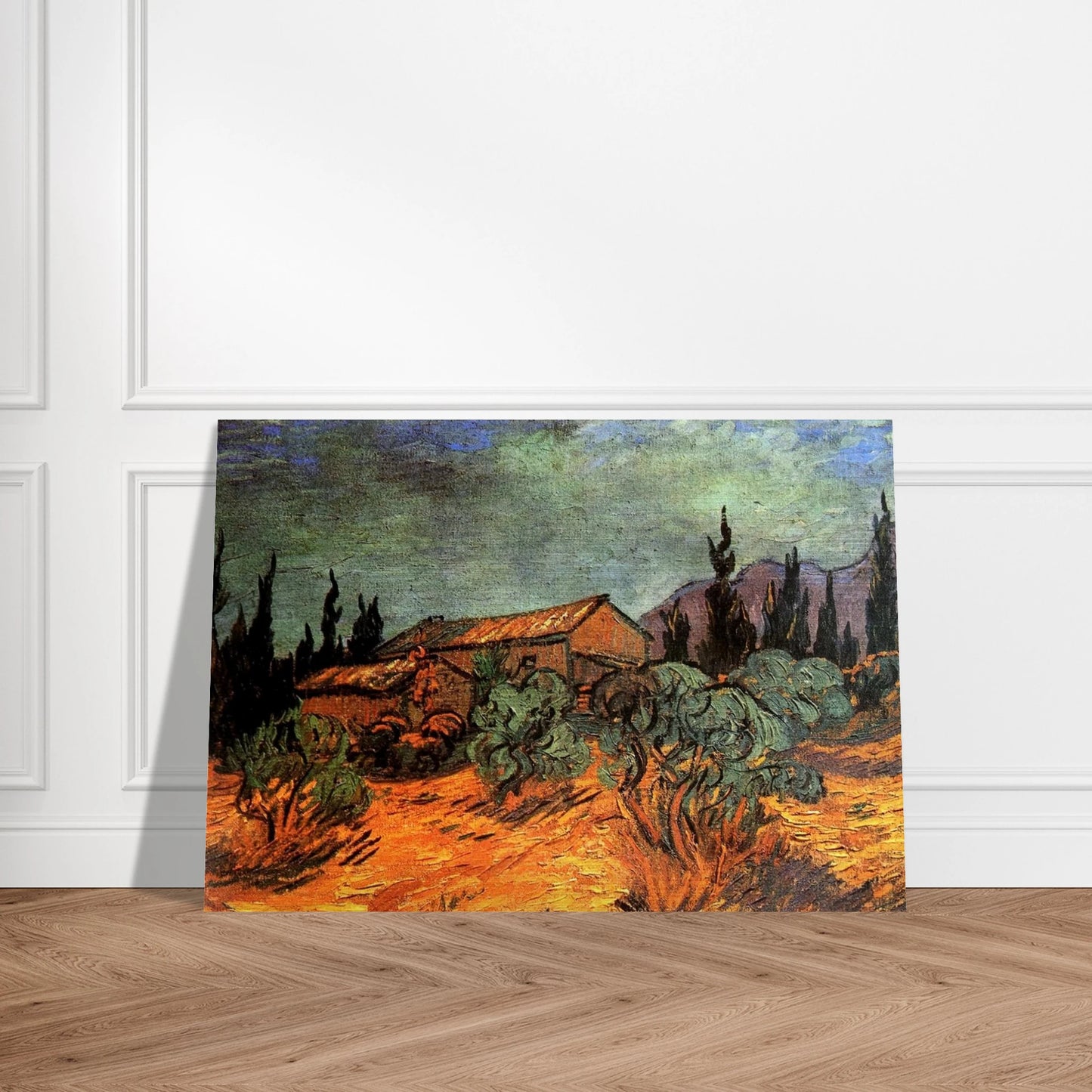 Wooden Sheds - Vincent van Gogh Brushed Aluminum Print - 70x100 cm / 28x40 inches | Vincent van Gogh Aluminum Print | Vincent van Gogh Prints