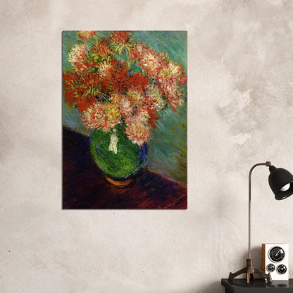 Vase of Chrysanthemums - claude monet Brushed Aluminum Print - 70x100 cm / 28x40 inches | claude monet Aluminum Print | claude monet Prints