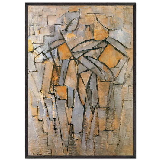 Composicion en Gris  Azul - Piet Mondrian 70x100 cm / 28x40 inches Framed Art Print – Black Wooden Frame