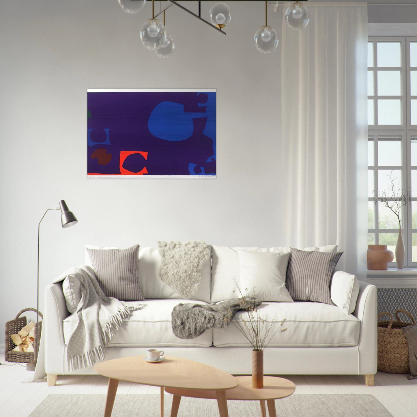 Blue and Deep Violet with Orange, Brown and Green - 1970 - Patrick Heron Brushed Aluminum Print - 70x100 cm / 28x40 inches | Patrick Heron Aluminum Print | Patrick Heron Prints