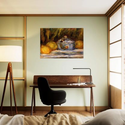 Sugar Bowl and Lemons - Pierre-Auguste Renoir Brushed Aluminum Print - 70x100 cm / 28x40 inches | Pierre-Auguste Renoir Aluminum Print | Pierre-Auguste Renoir Prints