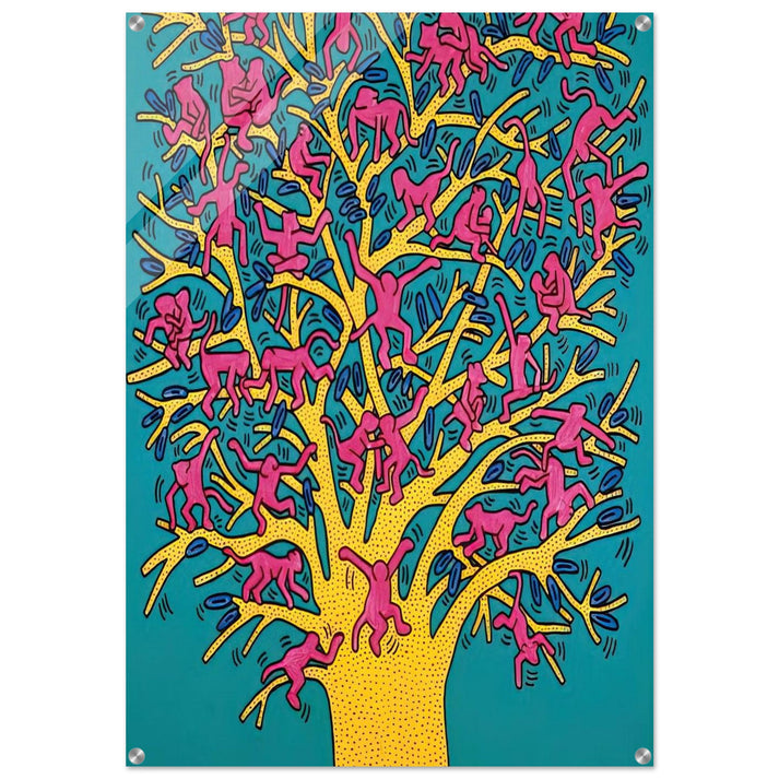 THE TREE OF MONKEYS - Keith Haring Acrylic Print - 70x100 cm / 28x40″ inches