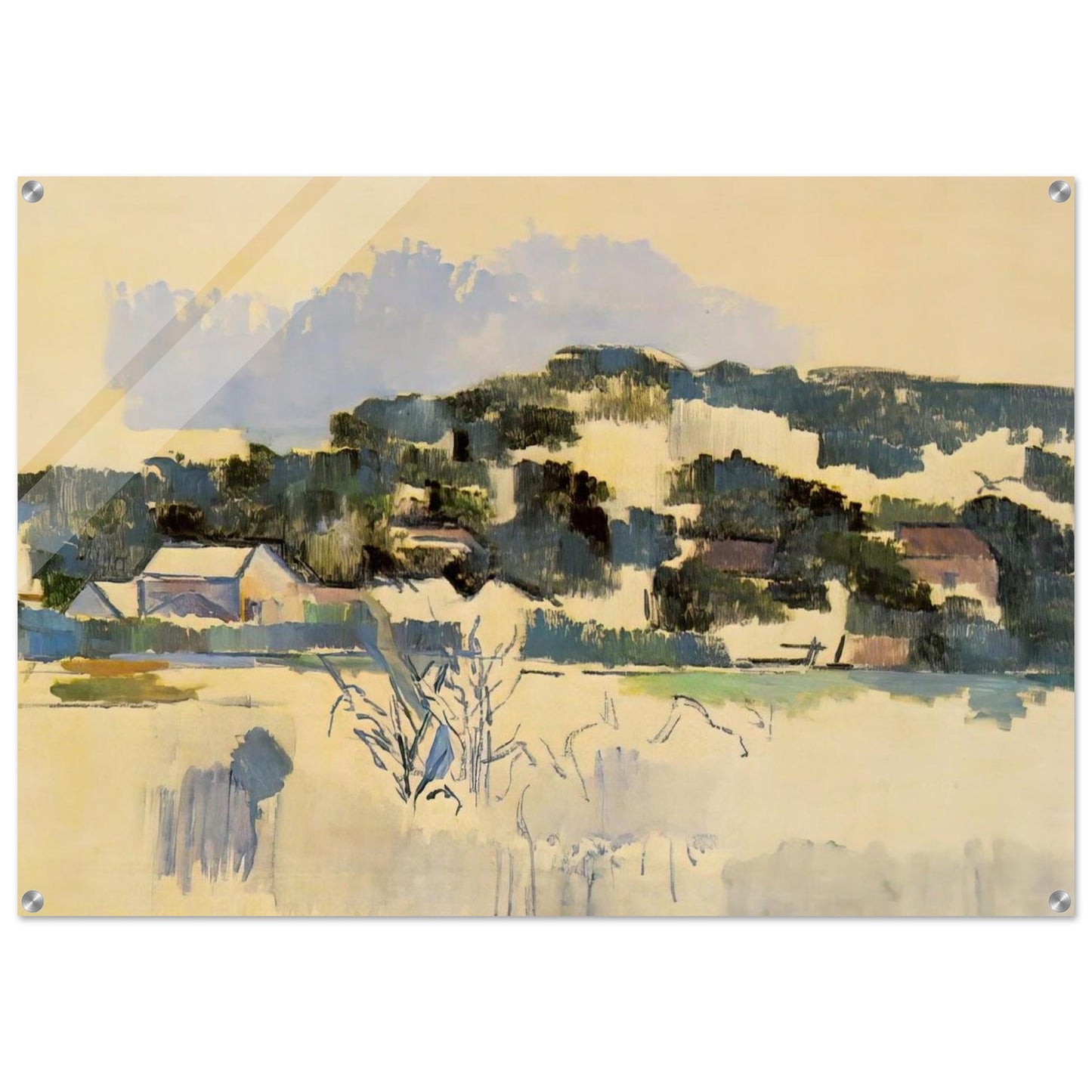 Houses on the Hill - Paul Cézanne Acrylic Print - 70x100 cm / 28x40″ inches