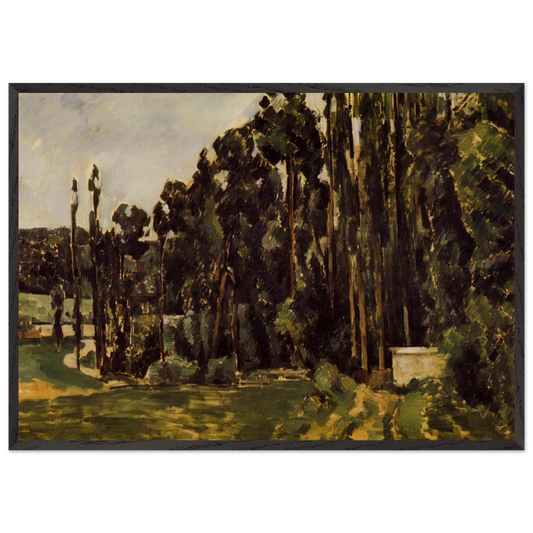 Poplars N2 - Paul Cezanne 70x100 cm / 28x40 inches Framed Art Print – Black Wooden Frame