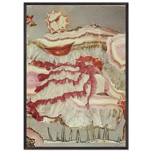 AROUND A RED MOUTH 1967 - Hannah Hoch 70x100 cm / 28x40 inches Framed Art Print – Black Wooden Frame