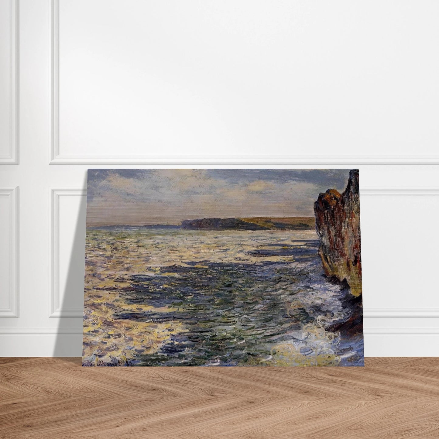 Waves and Rocks at Pourville - claude monet Brushed Aluminum Print - 70x100 cm / 28x40 inches | claude monet Aluminum Print | claude monet Prints