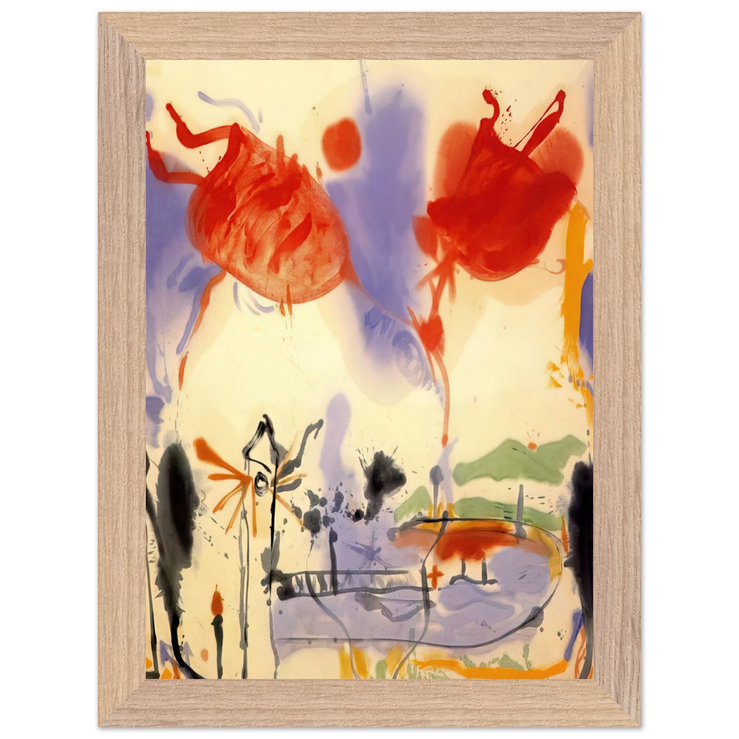 Helen Frankenthaler - Round Trip - 1957 Wall art - 20x25 cm / 8x10 inches - Premium Wooden Framed Poster With Fine Art Paper-canvas - Wood frame