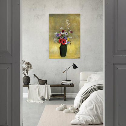 FLOWERS IN A GREEN PITCHER - Odilon Redon Brushed Aluminum Print - 70x100 cm / 28x40 inches | Odilon Redon Aluminum Print | Odilon Redon Prints