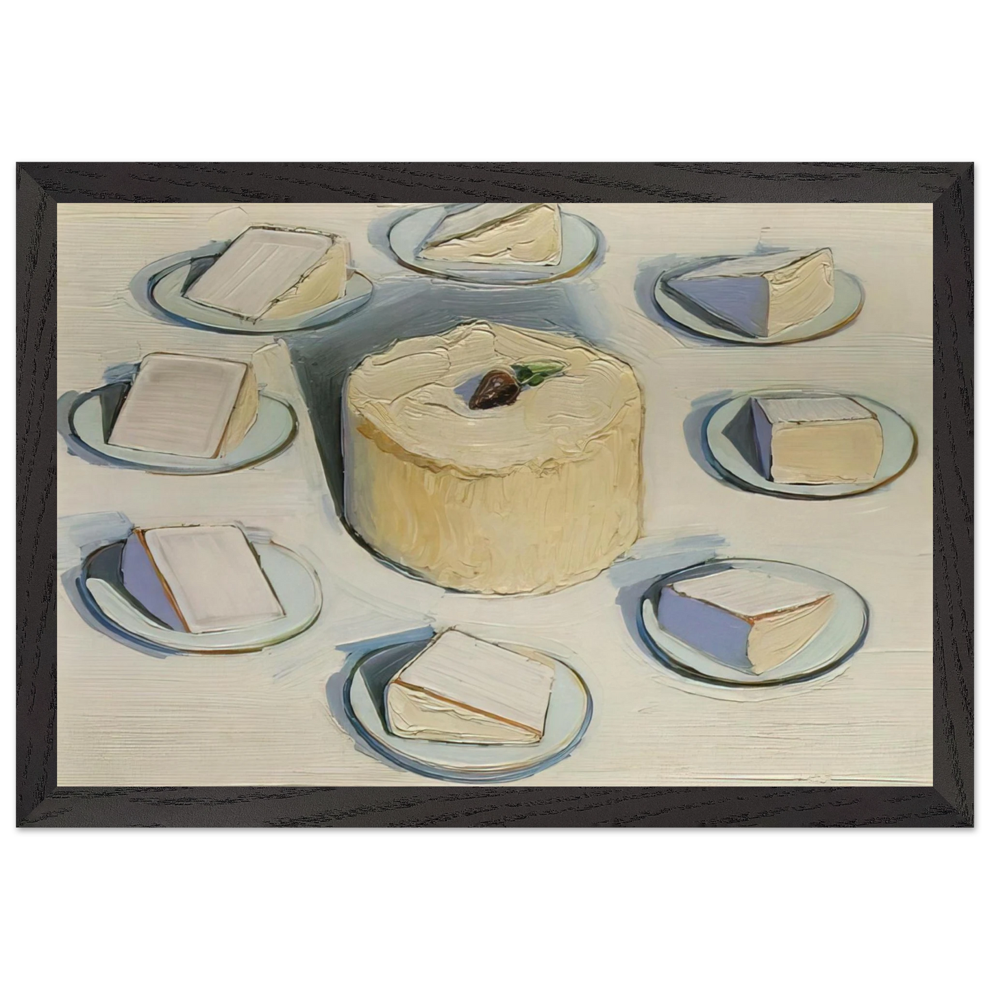 Wayne Thiebaud - Around the Cake - 1962 Wall Art - 21x29.7 cm / 8x12" - Premium Wooden Framed Poster With Fine Art Paper - White frame