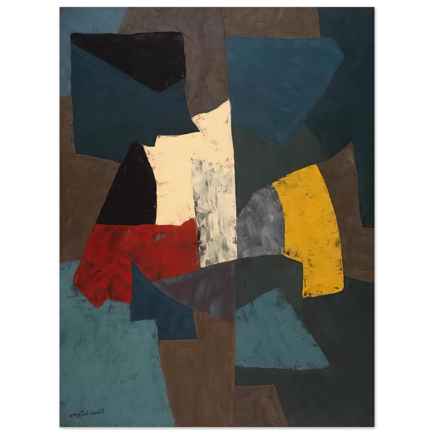 Serge Poliakoff - Abstract Composition - 1954  75x100 cm / 30x40inches Fine Art Poster
