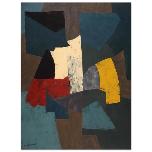 Serge Poliakoff - Abstract Composition - 1954  75x100 cm / 30x40inches Fine Art Poster