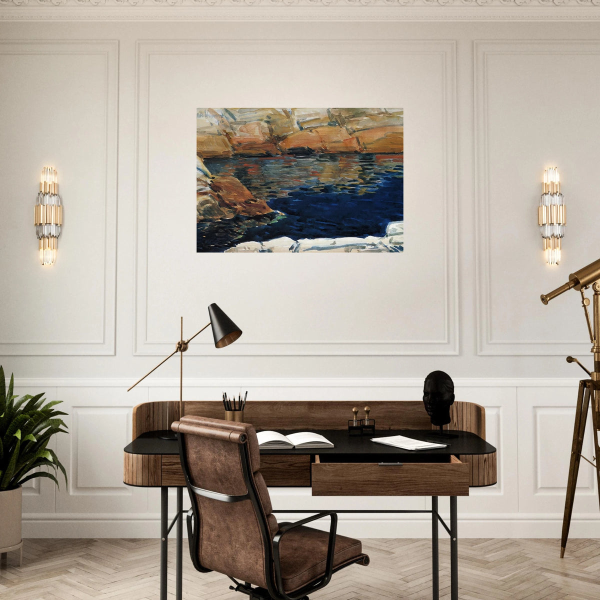 Looking into Beryl Pool - Childe Hassam Brushed Aluminum Print - 70x100 cm / 28x40 inches | Childe Hassam Aluminum Print | Childe Hassam Prints