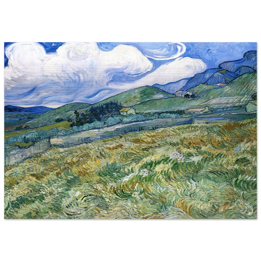Wheatfield with Mountains in the Background - Vincent van Gogh Brushed Aluminum Print - 70x100 cm / 28x40 inches | Vincent van Gogh Aluminum Print | Vincent van Gogh Prints