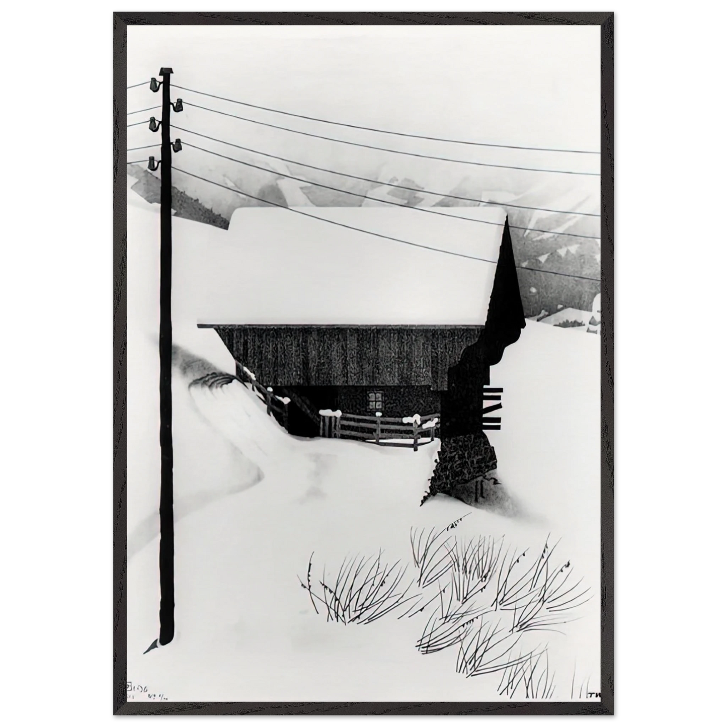 SNOW - MC Escher 70x100 cm / 28x40 inches Framed Art Print – Black Wooden Frame | Maurits Cornelis Escher Prints