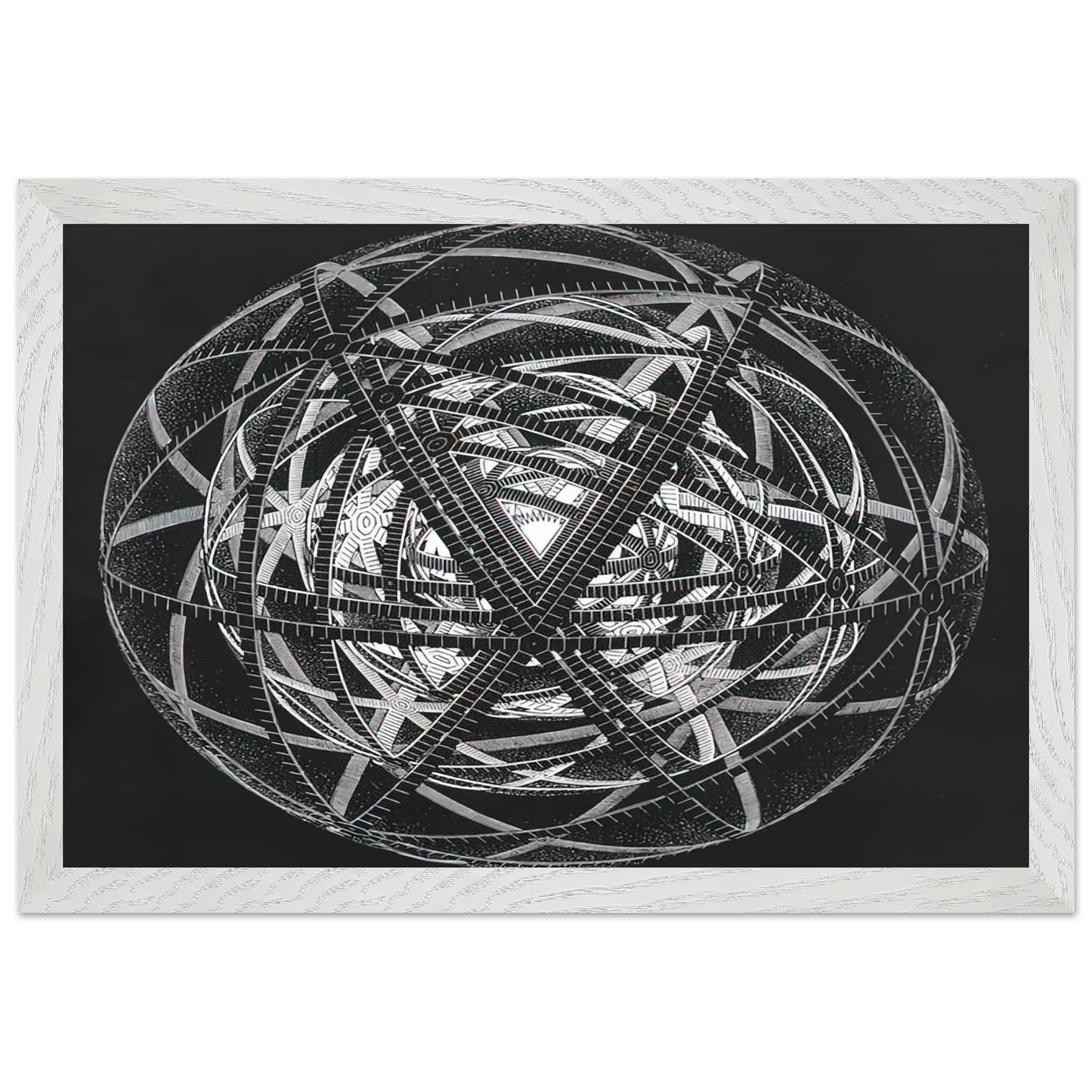 MC Escher - CONCENTRIC RINDS Wall Art - 30x40 cm / 12x16 inches - Premium Wooden Framed Poster With Fine Art Paper - Wood frame