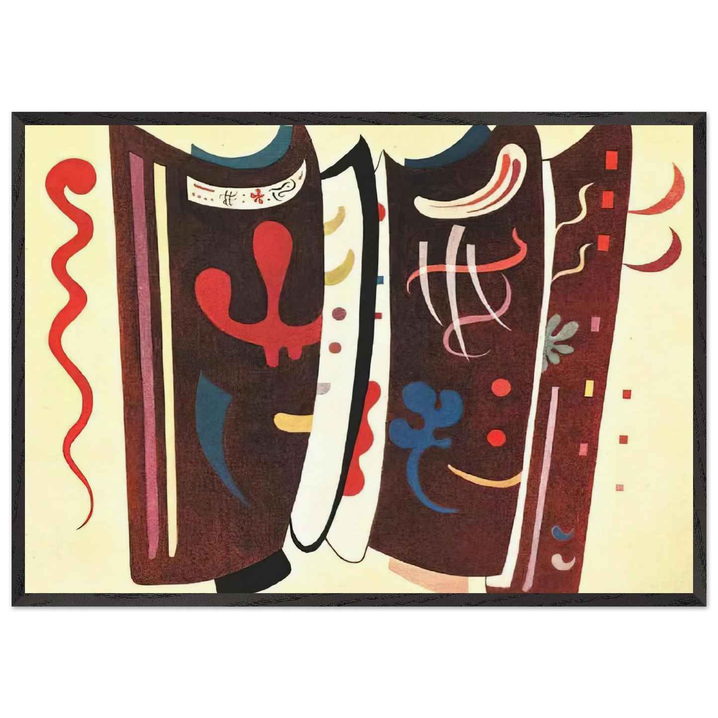 BROWN WITH SUPPLEMENT 1935 - Wassily Kandinsky 70x100 cm / 28x40 inches Framed Art Print – Black Wooden Frame
