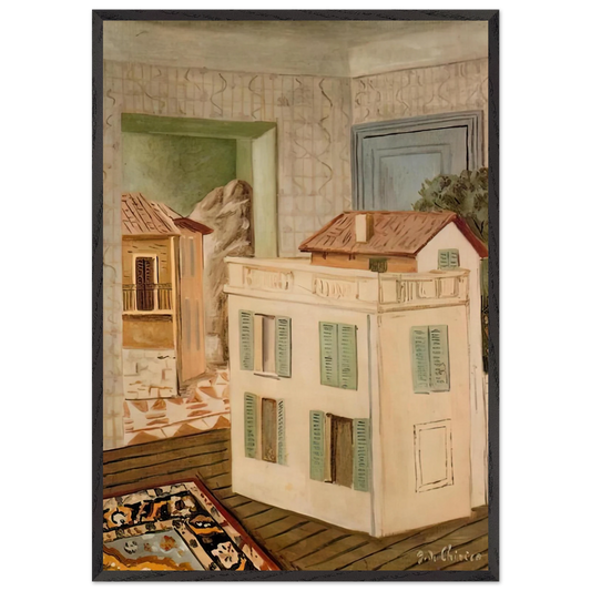 THE HOUSE IN THE HOUSE - Giorgio de Chirico 70x100 cm / 28x40 inches Framed Art Print – Black Wooden Frame
