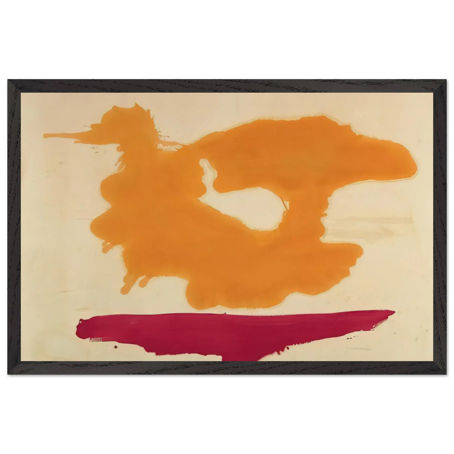 Helen Frankenthaler - Only Orange - 1963 Wall art - 13x18 cm / 5x7 Inches - Premium Wooden Framed Poster With Fine Art Paper - Wood frame