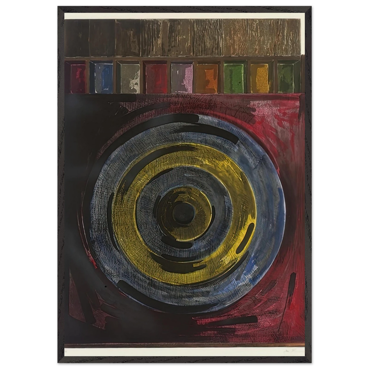 TARGET WITH PLASTER CASTS UNIVERSAL LIMITED ART EDITIONS 208 - Jasper Johns 70x100 cm / 28x40 inches Framed Art Print – Black Wooden Frame