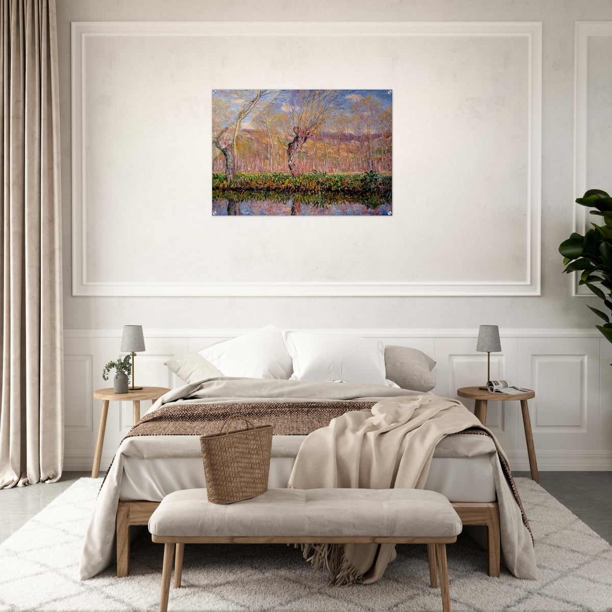 The Banks of the River Epte in Springtime - claude monet Acrylic Print - 70x100 cm / 28x40″ inches | claude monet Wall Art | claude monet Prints