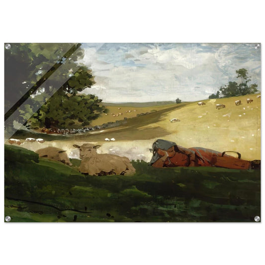 WARM AFTERNOON SHEPHERDESS - Winslow Homer Acrylic Print - 70x100 cm / 28x40″ inches | Winslow Homer Wall Art | Winslow Homer Prints